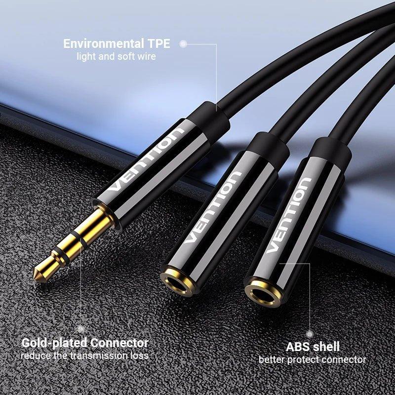 Adaptateur Audio Vention Jack 3.5mm Y Splitter - 1 Mâle 2 Femelle color - RD Alcuni - Boutique Tech, Mode & Gaming