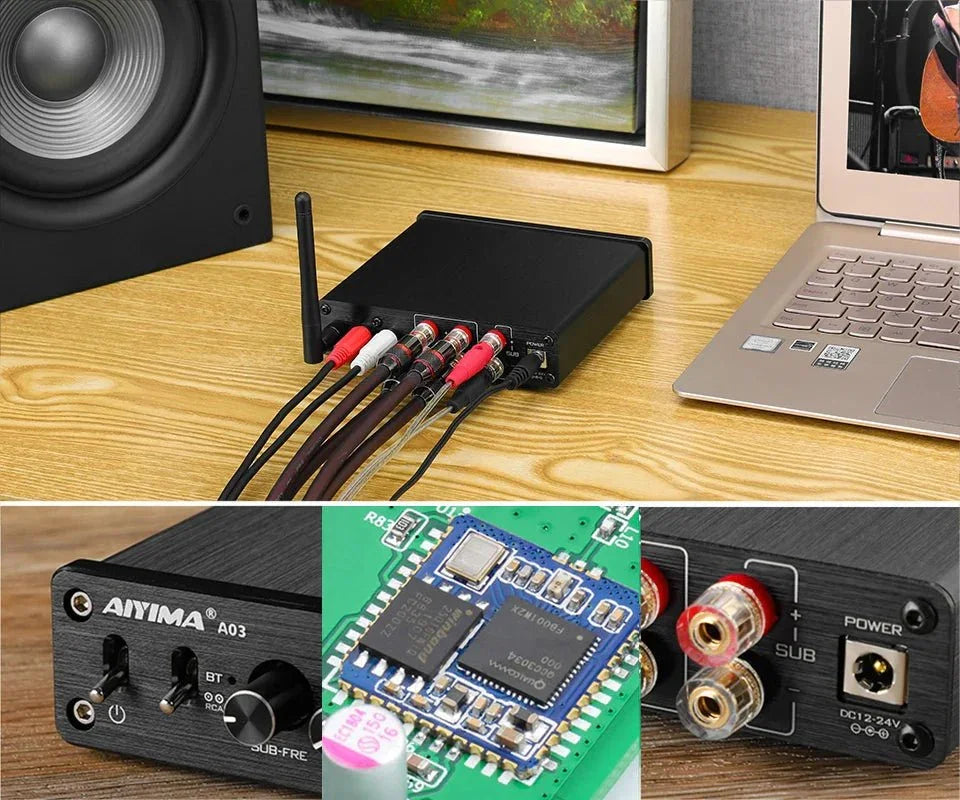 Amplificateur AIYIMA A03 Bluetooth HiFi - TPA3116 2.1 100W color - RD Alcuni - Boutique Tech, Mode & Gaming