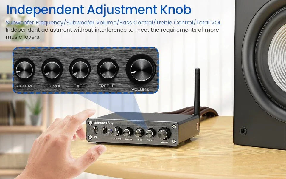 Amplificateur AIYIMA A03 Bluetooth HiFi - TPA3116 2.1 100W color - RD Alcuni - Boutique Tech, Mode & Gaming