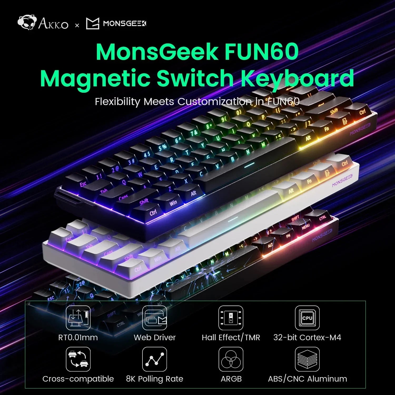 Clavier Gaming AKKO MonsGeek FUN60 60% - Switch Magnétique 8K color - RD Alcuni - Boutique Tech, Mode & Gaming
