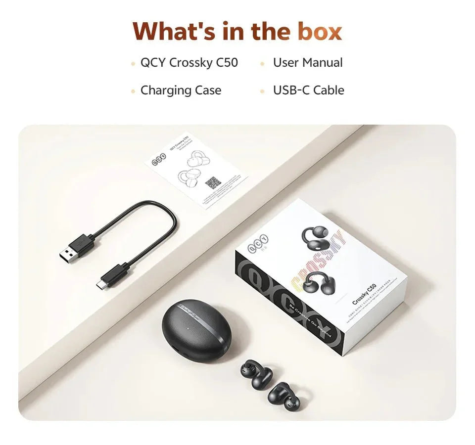 Écouteurs QCY Crossky C50 Open Ear - Bluetooth 6.0 Sport color - RD Alcuni - Boutique Tech, Mode & Gaming