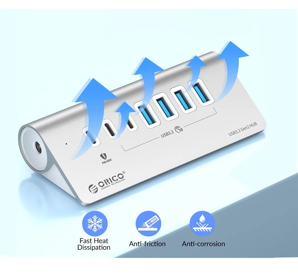 Hub USB - C ORICO 10Gbps - Docking Station PD 60W color - RD Alcuni - Boutique Tech, Mode & Gaming
