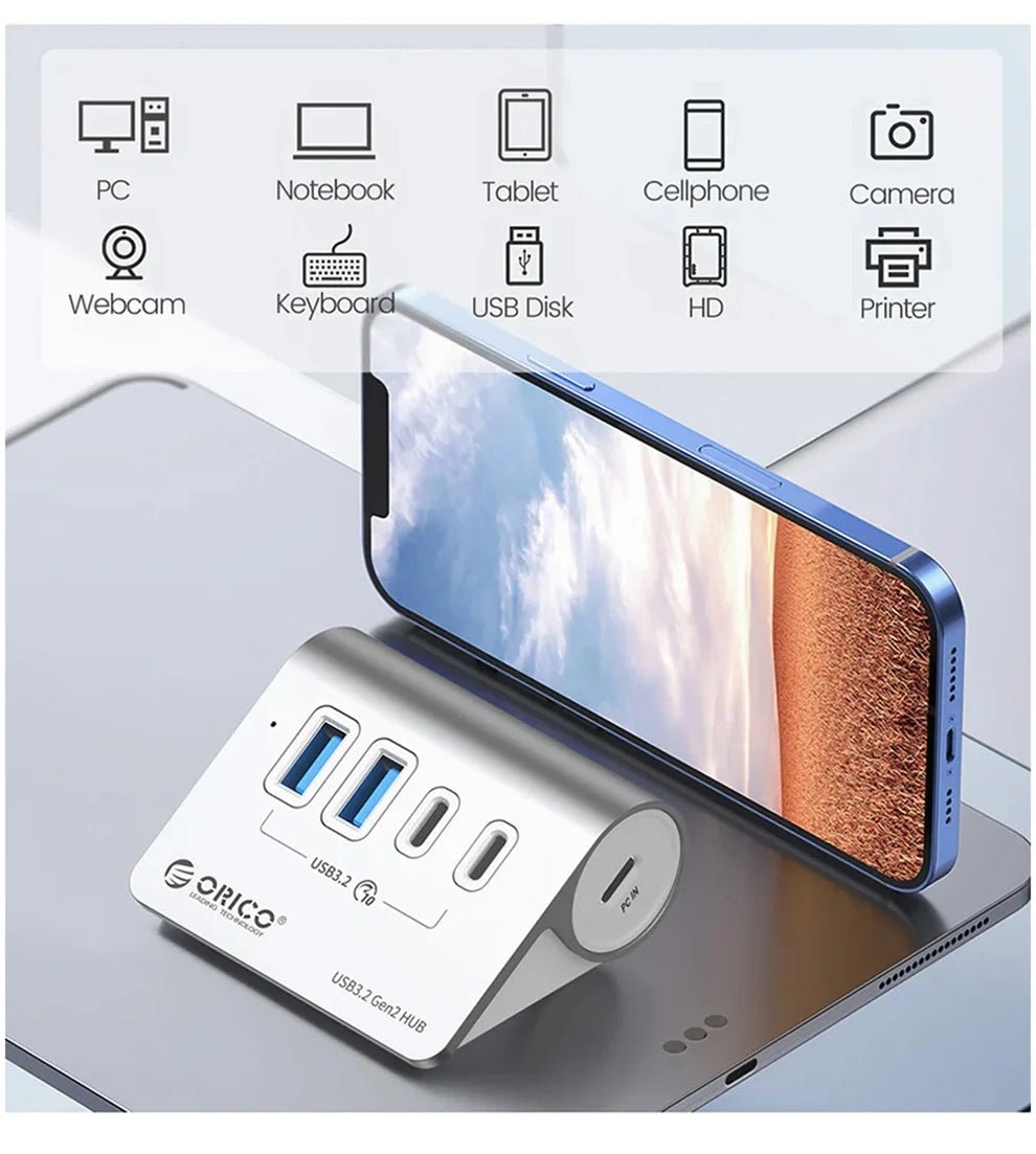 Hub USB - C ORICO 10Gbps - Docking Station PD 60W color - RD Alcuni - Boutique Tech, Mode & Gaming