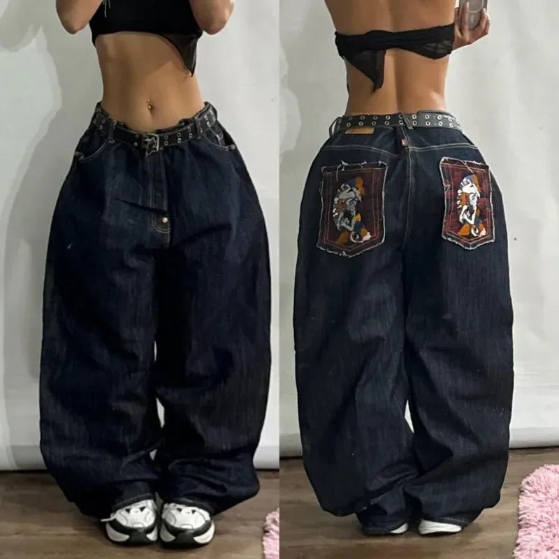 Jean Baggy Femme Taille Haute - Streetwear Y2K Gothic color - RD Alcuni - Boutique Tech, Mode & Gaming