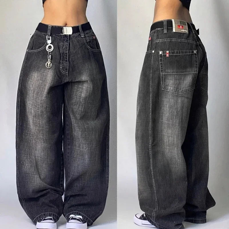 Jean Baggy Femme Taille Haute - Streetwear Y2K Gothic color - RD Alcuni - Boutique Tech, Mode & Gaming