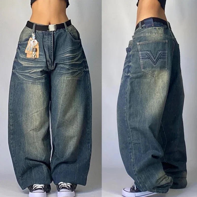Jean Baggy Femme Taille Haute - Streetwear Y2K Gothic color - RD Alcuni - Boutique Tech, Mode & Gaming