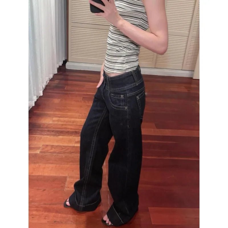 Jean Femme Taille Basse Large - Style Rétro Américain color - RD Alcuni - Boutique Tech, Mode & Gaming