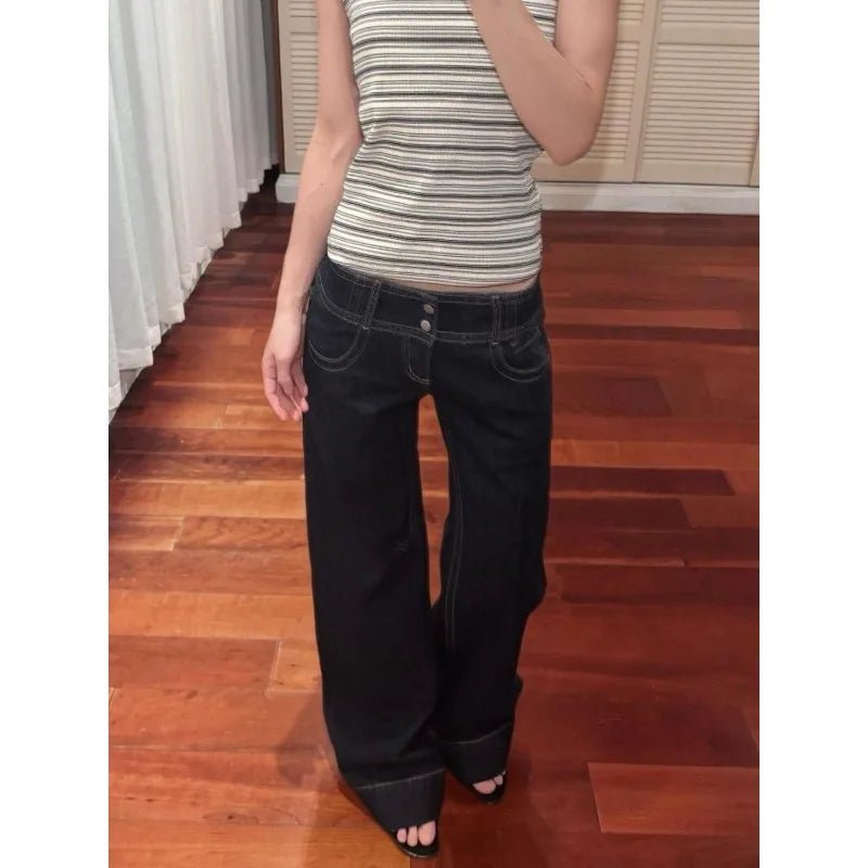 Jean Femme Taille Basse Large - Style Rétro Américain color - RD Alcuni - Boutique Tech, Mode & Gaming
