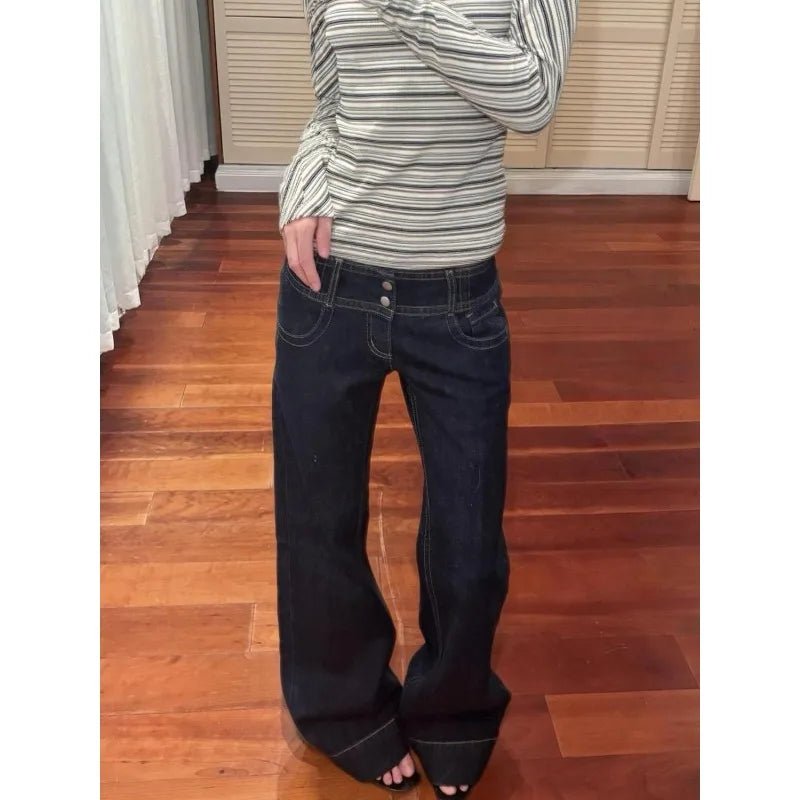 Jean Femme Taille Basse Large - Style Rétro Américain color - RD Alcuni - Boutique Tech, Mode & Gaming