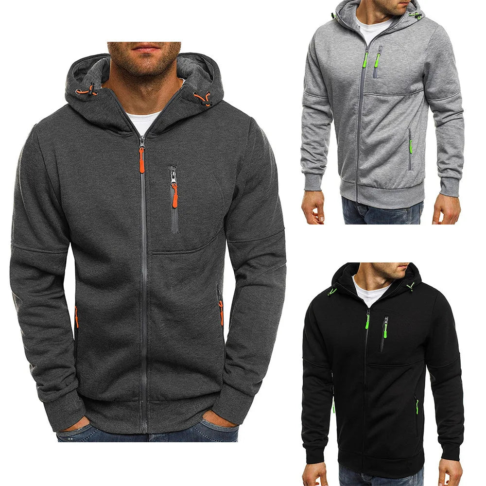 Men's Hoodies Long Sleeve Sweatshirt Zipper Design Hooded Sweatshirt for Men Clothing Sportswear Slim Fit Casual Jacket color - RD Alcuni - Boutique Tech, Mode & Gaming
