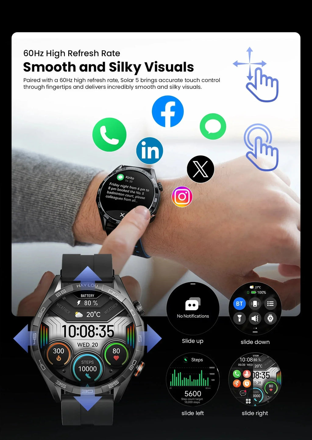 Montre Connectée HAYLOU Solar 5 - AMOLED 1.58" Appels color - RD Alcuni - Boutique Tech, Mode & Gaming