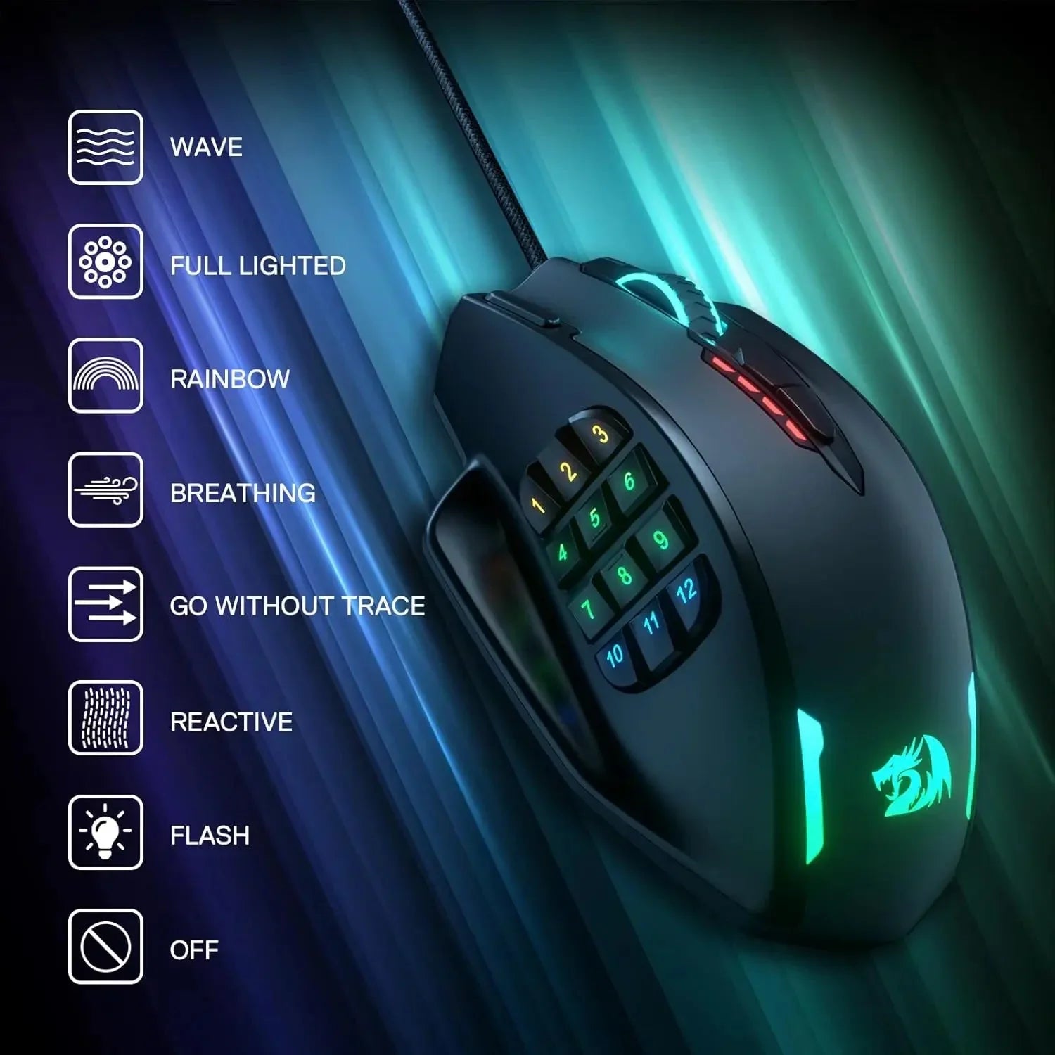 Souris Gaming Redragon M908 RGB - 18 Boutons 12400 DPI color - RD Alcuni - Boutique Tech, Mode & Gaming