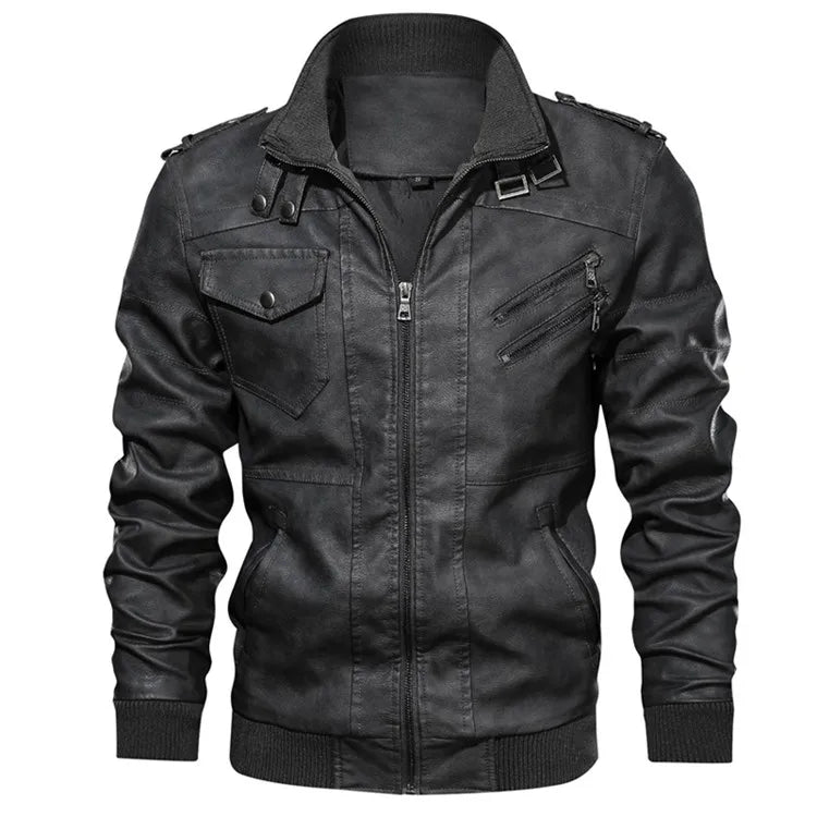 Veste Homme Cuir PU Moto - Biker Casual Automne color - RD Alcuni - Boutique Tech, Mode & Gaming